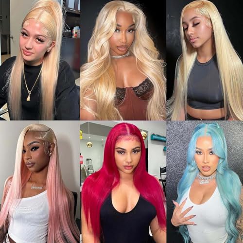 Human Hair Bundles 24 26 28 Inch Blonde Straight Weave Sew In Bundles Human Hair Double Weft Unprocessed Virgin Remy Hair Extension for Black Women £¨Color 613£©