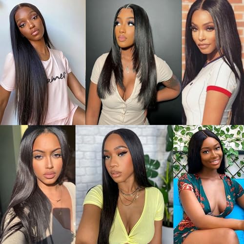 12A Straight Hair Bundles Brazilian Straight Human Hair 20 22 24 Inch 100% Unprocessed Virgin Weave Human Hair Raw Remy 3 Bundles Natural Color