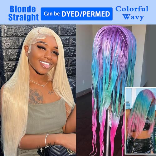 613 Lace Front Wig Human Hair 13x6 Transparent Straight Blonde Lace Front Wigs Human Hair 180% Density Guleless Wigs Human Hair Pre Plucked 613 HD Lace Frontal Wigs For Women 28inch