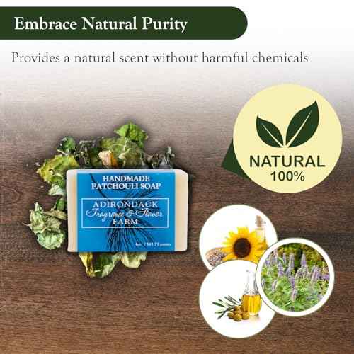 Adirondack Fragrance & Flavor Farm ADK Natural Patchouli Soap Bar 16 oz., Handmade Vegan Olive Oil Body Soap for Dry and Sensitive Skin, Moisturising for Men, Women & Babies
