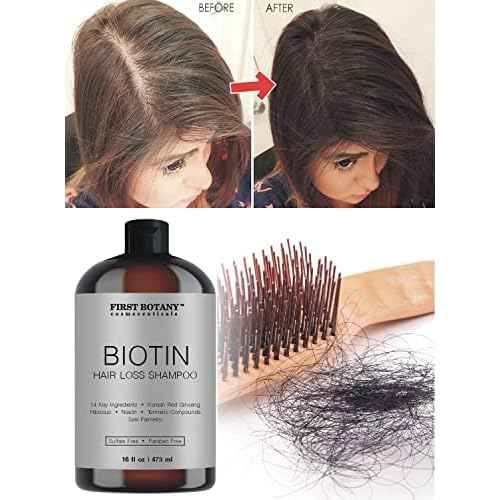 First Botany Cosmeceuticals, Hair Regrowth and Anti Hair Loss Shampoo 16 fl oz, with DHT blockers- Daily Hydrating, Detoxifying, Volumizing Shampoo For Men and Women