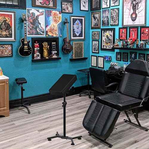 POARMEEY Tattoo Armrest Stand Professional Tattoo Armrest Adjustable Height Angle Made of Solid Metal Frame and Soft Leather Thick Cushion