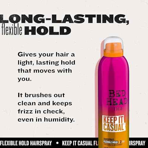 TIGI Bed Head Frizz Control Flexible Hold Hairspray for Long Lasting and Flexible Hold, Keep It Casual Brushable Hair Spray, 12.1 Oz