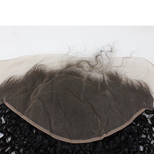 Dreambeauty 13¡¿6" Lace Frontal Closure Jerry Curl Brazilian Virgin Human Hair Free Part Ear to Ear Full Lace Frontal Bleached Knots with Baby Hair Natural Color (16 inch)