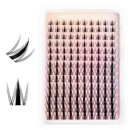 Fairy Lash Clusters Manga Cluster Eyelash NINGLASH Anime Lash Clusters Wispy Eyelashes Extensions Natural Look C Curl Individual 8-18MM 140pcs Wet-Look Spiky Eye Lash Ultra-Thin Clear Lash Band