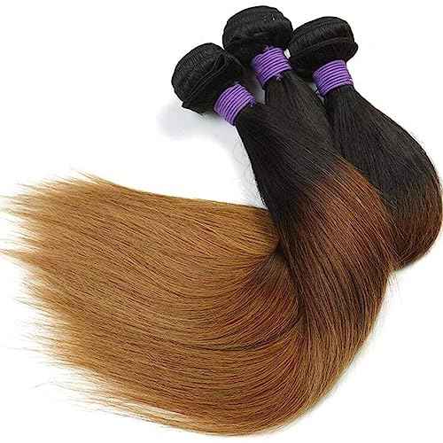 Ombre Straight Human Hair 1 Bundle Brazilian Straight Weave 100% 3 Tone 1b 4 30 Color Ombre Brazilian Straight Bundle Brazilian Virgin Ombre Human Hair Bundle for Black Women 22"