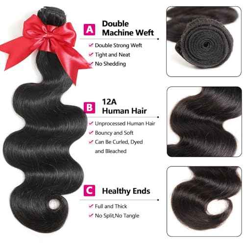 12A Human Hair Bundles 24 Inch Brazilian Body Wave Single Bundles 100% Brazilian Unprocessed Virgin Human Hair 1 Weave Bundle