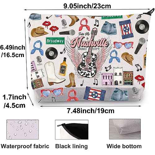 BWWKTOP Nashville Travel Makeup Bag Nashville Souvenirs Gifts Take Me To Nashville Zipper Pouch Bag Nashville Trip Gift (Take Me Nashville)