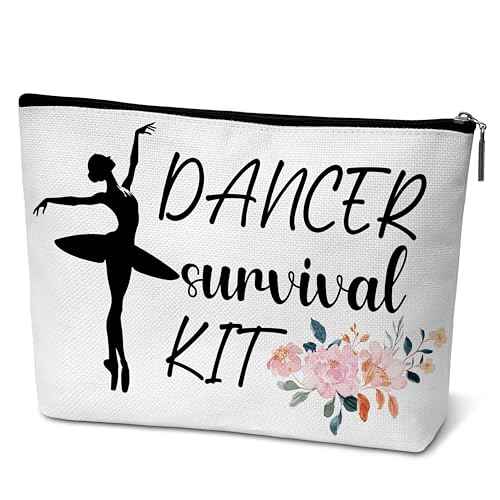 Ballet Dance Makeup Bag, Ballerina Dance Recital Gifts For Girls, Preppy Stuff Travel Cosmetic Bag, Dancer Survival Kit A11
