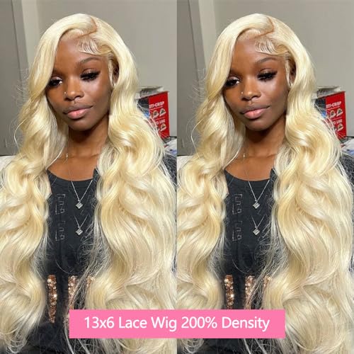 220% Density 13x6 613 Blonde Lace Front Wig Human Hair Body Wave Blonde Lace Front Wigs Human Hair with Baby Hair Glueless Wigs For Women 26 Inch