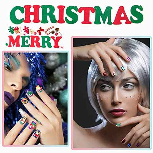 SILPECWEE 40pcs 20 Style Christmas Nail Charms Nail Jewels 3d Nail Art Charms For Holiday Nail Rhinestone Nail Studs Nail Art Decoration Kit