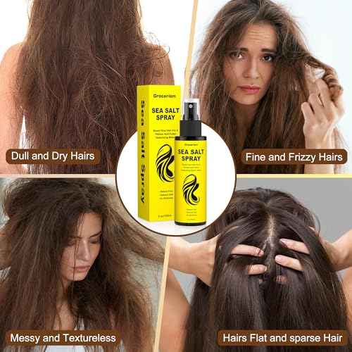 Grocerism Sea Salt Spray for Hair, Texturizing Beach Wave Spray for Thicker, Fuller Hair, Adds Volume, Reduces Frizz, Lightweight Hold No Stickiness, Hair Styling for Men & Women, Coconut Scent