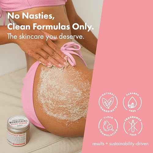 Rose Petal Scrub Foot & Body Exfoliator Infused with Vitamin E and Rose Natural Exfoliating Sugar Body Scrub for Toning Cellulite Skin Care by Handmade Heroes