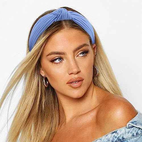 Knotted Headbands for Women Girls Non Slip Boho Wide Top Knot Turban Hairbands Fashion Ribbing Head Wraps Hair Bands Accessories