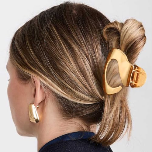 BARTOSI Small Metal Claw Clips Gold Hair Clips Nonslip Hair Claw Clips Hair Accessories for Women and Girls (Pack of 3)