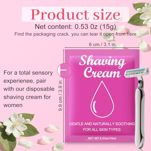 Womens Shaving Cream Bulk Travel,0.53oz Shave Gel for Women,Care Dry Skin Womens Shave Gel for Travel Guests (Jasmine,Pack of 200)