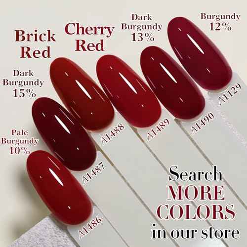 Double Rhythm Translucent Gel Polish Sheer Neutral Natural Light Milky Same Color Same Bottle 15ML Jelly UV Polish Nail Art DIY at Home (Dark Burgundy-A1487)