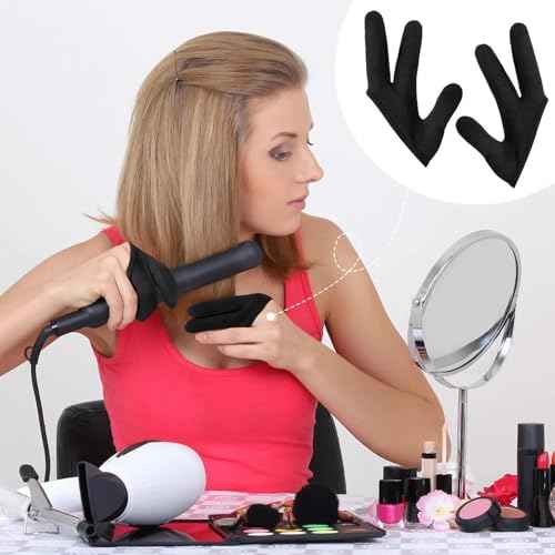 Non-Slip Hair Gloves - Hair Protection Gloves | 3 Finger Heat Resistant Gloves | Curling Wand Gloves | Hair Dye Curling Wand