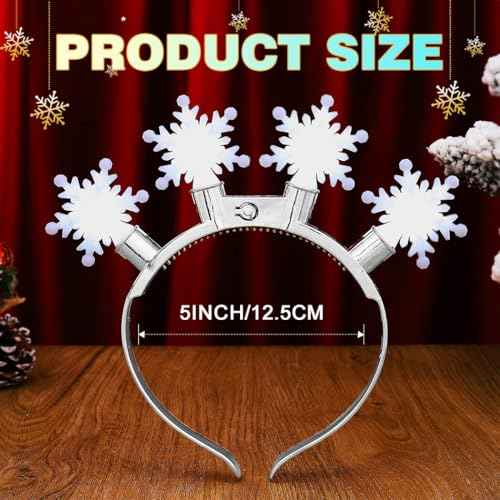JEAIRTS Light Up Christmas Snowflake Headband Glowing Xmas Headpiece Led Christmas Costume Hair Accessoires