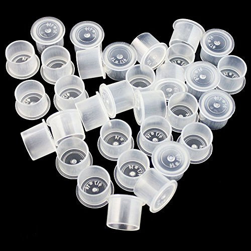 Tattoo Ink Caps Small - Yuelong 1000Pcs Plastic Pigment Caps Disposable Tattoo Cups With Base Sizes 11mm for Permanent Makeup Container Cap Tattoo Accessory Tattoo Ink