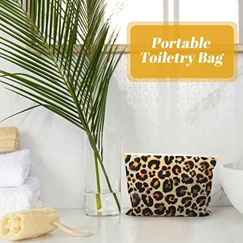 Reginary 50 Pieces Leopard Makeup Bags Waterproof Cosmetic Bag with Zipper Toiletry Pouch for Woman Tavel Wedding Bridal Shower Bachelorette Birthday Party Favor