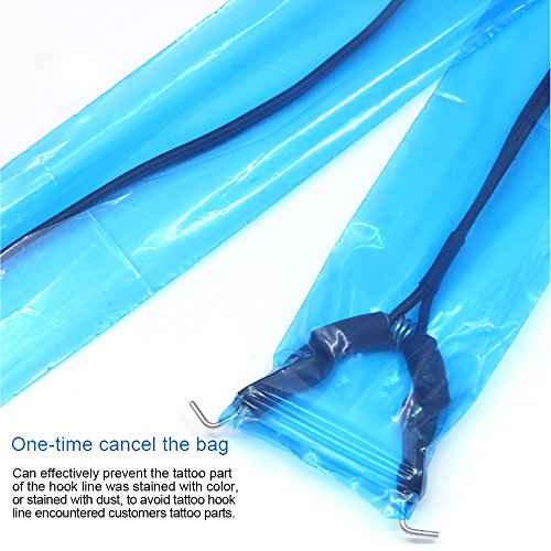 Tattoo Clip Cord Covers 200pcs Heavy Duty Disposable Hygiene Tattoo Clip Cord Sleeves Covers Supply Tattoo Machine Gun Accessories (blue-200)