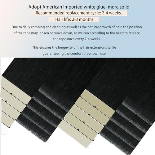 Tape in Hair Extensions Human Hair 22Inch Natural Black Color 20Pcs 50G/Pack Straight Seamless Weft Skin Invisible Thick 100% Real Black Human Hair Tape In Extensions