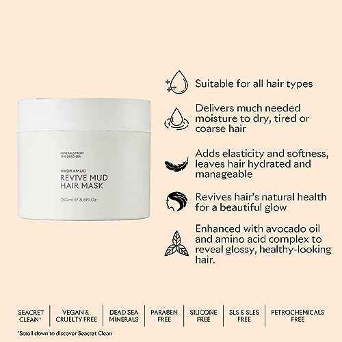 SEACRET Mud Hair Mask with Argan Oil & Minerals From The Dead Sea, A Reviving Hair Mask For Damaged Hair, Suitable For All Hair Types, 8.5 FL.OZ