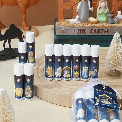 50 Pcs Nativity Lip Balm Gifts Advent Calendar 2024 Bulk Christmas Stocking Stuffers Christian Religious Holiday Party Gifts Favors Treat Goodies for Women & Men
