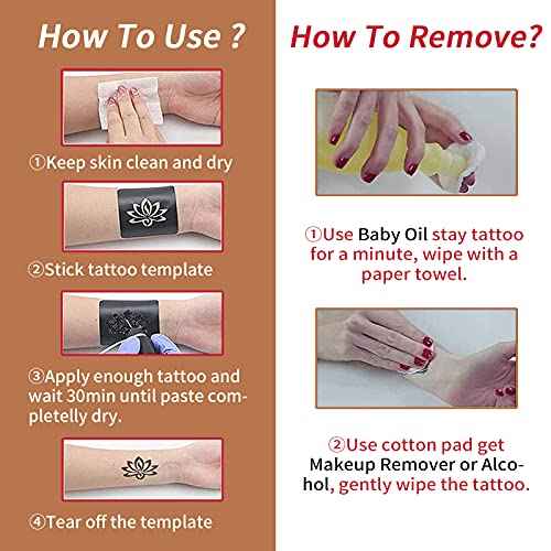 Temporary Tattoos Kit, Yomagine Semi Permanent Tattoo Ink, DIY Fake Freckles Temporary Tattoos for Women Men Kids, Summer Trend Freehand Ink with 78 Pcs Tattoo Stencils, Jagua Gel - Full Kit 5 Bottles