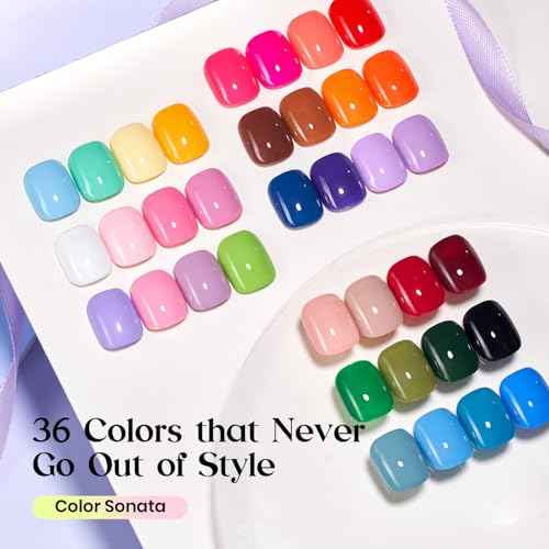 Beetles Gel Nail Polish Set ? 36 Color Fall Yellow Brown Pink Red Gel Polish Kit with Base Coat Glossy Matte Glitter Top Coat Soak Off UV LED Gel for Nail Art Manicure Salon DIY Gift for Women