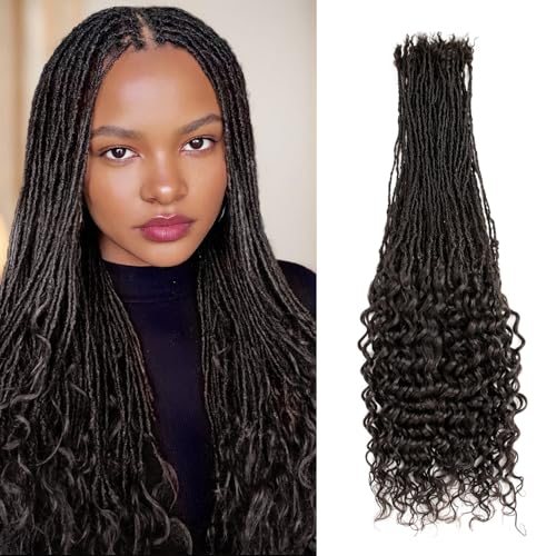 Teresa 0.2cm Micro Sister loc Extensions Human Hair Micro Locs Extensions Human Hair Interlocking Sisterlocks Sister Locs Curly Ends 100% Real Human Hair Dreadlock Extensions£¨18 Inch 30 Strands£©