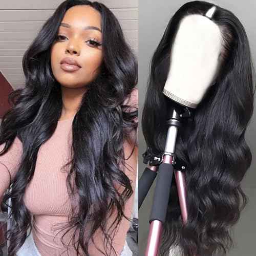 V Part Wigs Body Wave Brazilian Virgin Human Hair Wigs For Black Women Upgrade U Part Glueless Wigs Full Head Clip In Half Wig V Shape Wigs No Leave Out Lace Front Wigs 180% Density 14Inch