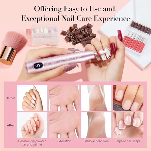 AZUREBEAUTY Dip Powder Nail Kit with Electric Nail Drill 24 Colors White Nude Glitter Nail Powder Starter Kit with Dip Liquids Base Top Coat Activator Portable Manicure French Nail Art Essential Set