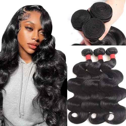 Body Wave Bundles Human Hair 14 16 18 Inch Human Hair Bundles 3 Wavy Bundles 12A Brazilian Unprocessed Virgin Hair Extensions Human Natural Color Hair