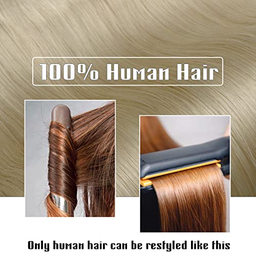 Benehair Real Human Hair Clip-in Extensions - 3/4 Full Head, 20" Platinum Blonde, One Piece Clip-in for Women with Thinning Hair