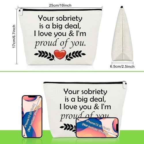 Sobriety Gifts for Women Makeup Bag Recovery Gifts for Women After Surgery Inspirational Cosmetic Bags for Best Friend AA NA Zipper Pouch Sobriety Presents for Coworker Surgery Recovery Get Well Soon