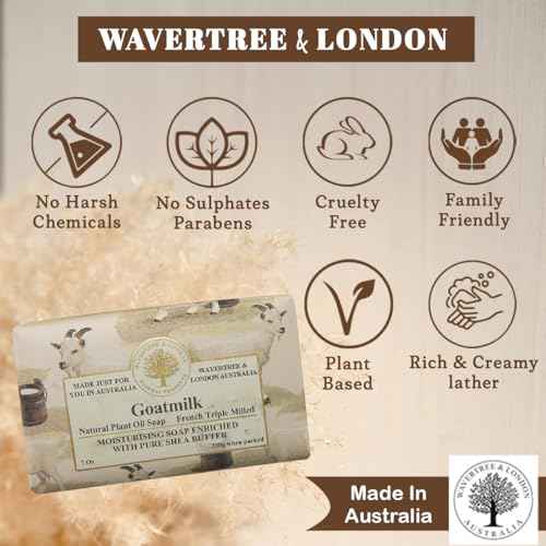 Wavertree & London Goats Milk Scented Natural Soap Bars (Pack of 8), 7oz Moisturizing French Triple Milled Soap Bars enriched with shea butter - Plant Based Bath & Body Bars for All Skin Types