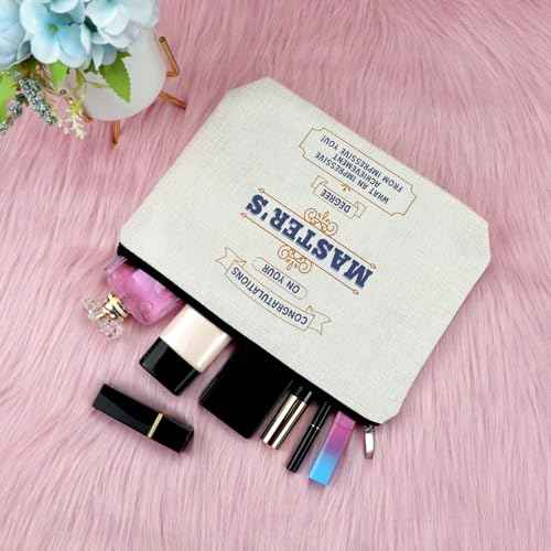 Sfodiary Masters Degree Graduation Gift Masters Degree Makeup Bag College University Graduation Gifts for Daughter Her Nurse Niece Friends Cosmetic Bag Zipper Travel Toiletry Pouch