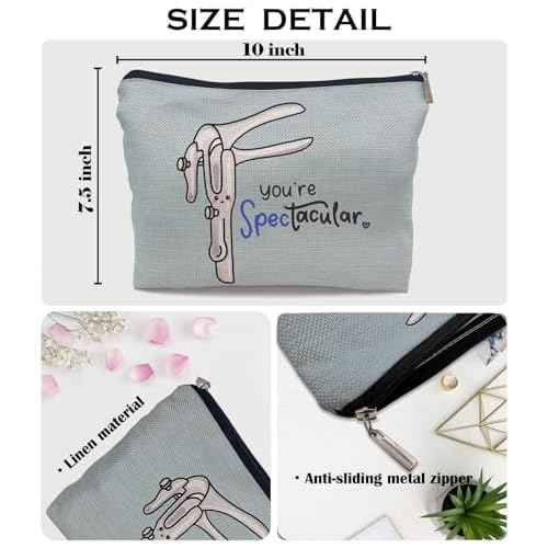 Ayxvt Obgyn Cosmetic Makeup Bag - Medical Office Decor, Midwife Gifts, Doctor Gifts (Blue)