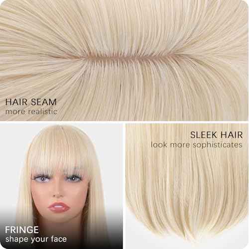 Blonde Wig With Bangs For Women Long Straight Blonde wig Heat Resistant Synthetic Wig for Girls Daily Use Party Halloween Cosplay Wig 24inch