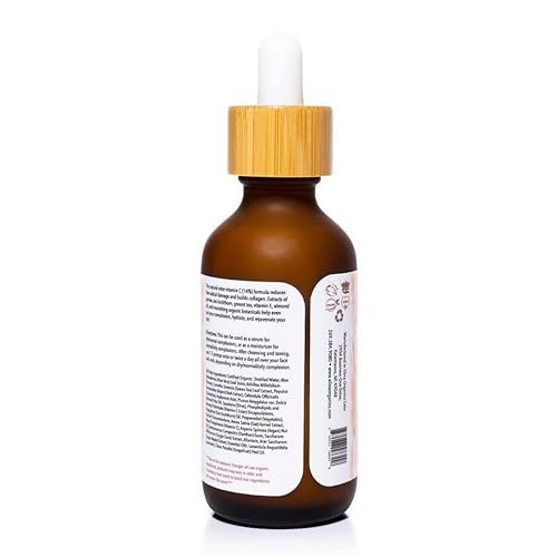 Vitamin C Elixir, 2oz, Hydrates Skin, Reduces Wrinkles, Rebuilds Collagen, Organic Skincare, Unisex