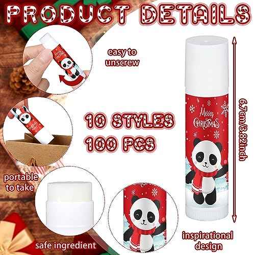 Dunzy 100 Pack Hello Fall Thanksgiving Party Gifts Bulk Lip Balms Favors Employee Appreciation Gifts Thank You Gifts Team Inspirational Gifts for Women Men Coworkers Satff Teachers(Santa)