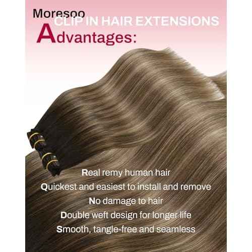 Moresoo Clip in Hair Extensions Real Human Hair Balayage Human Hair Clip in Extensions Ombre Dark Brown to Golden Brown with Dark Ash Blonde Hair Extensions for Women 7Pcs 120G 18inch