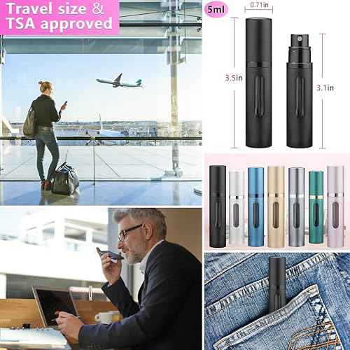 Refillable Perfume Atomizer Travel Bottle 5ml Leakproof Luxury Travel Perfume Refillable Bottle, Portable Perfume Atomizer (Black)