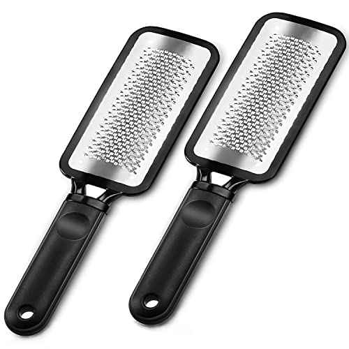 Foot Rasp Foot File, 2 Pcs Stainless Steel Pedicure Callus Remover for Feet, Professional Foot Care Tools for Pedicure to Removes Hard Skin Corns for Dry and Wet Feet