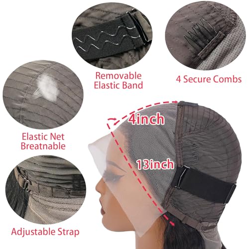 13x4 Deep Wave Lace Front Wigs Human Hair 200% Density Deep Wave Frontal Wigs Human Hair HD Lace 20 Inch Curly Wigs for Black Women Pre Plucked with Baby Hair Curly Lace Front Wig Human Hair