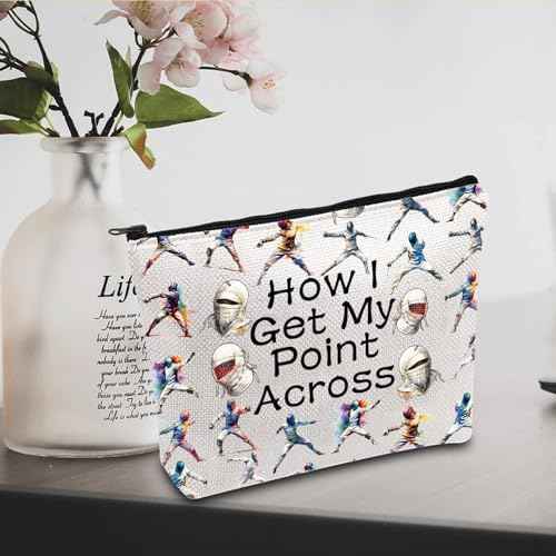 JXGZSO Funny Fencing Cosmetic Bag How I Get My Point Across Makeup Pouch Fencing Sport Gift Fencer Gift (How I Get My Point Across Bag)