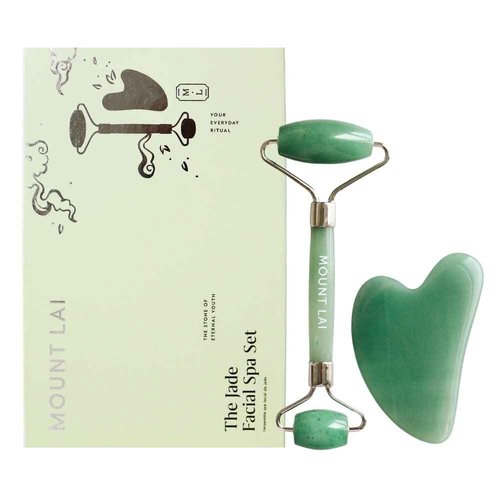 Mount Lai Jade Gua Sha Facial Tools, Jade Roller and Gua Sha Facial Tools Set, Guasha Tool for Face to Relieve Muscle Tension and Reduce Puffiness, Anti Aging Skin Care Sets for Women
