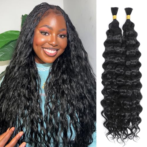 Human Braiding Hair for Boho Braids 22 Inch Italian Curly Bulk Human Hair 100% Unprocessed Brazilian Virgin Hair for Braiding Bohemian No Weft 2 Bundles/Pack Natural Color